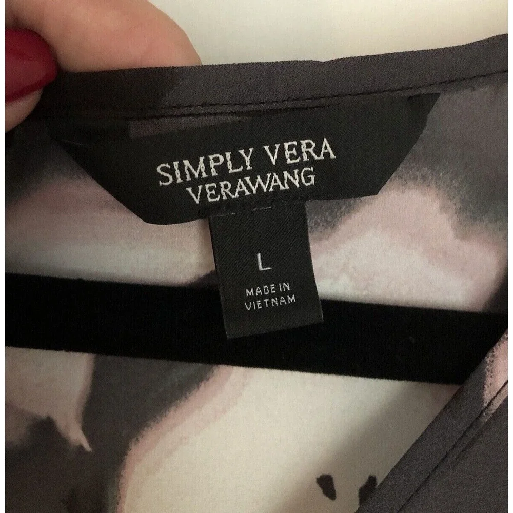SIMPLY VERA VeraWang Womens Size L Dress Charcoal Pink Floral Hi Low Dress - Picture 4 of 10